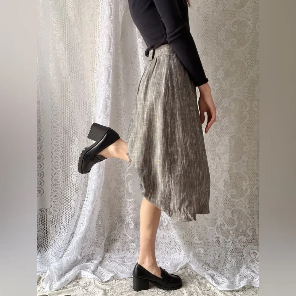 Vintage 90s Button Front Midi Skirt Norton McNaughton Size 8 - Picture 6 of 12